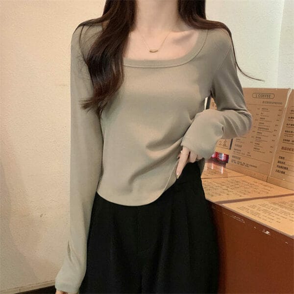 Cheap Fashion 5 Colors Round Neck Long Sleeve T-shirts 2