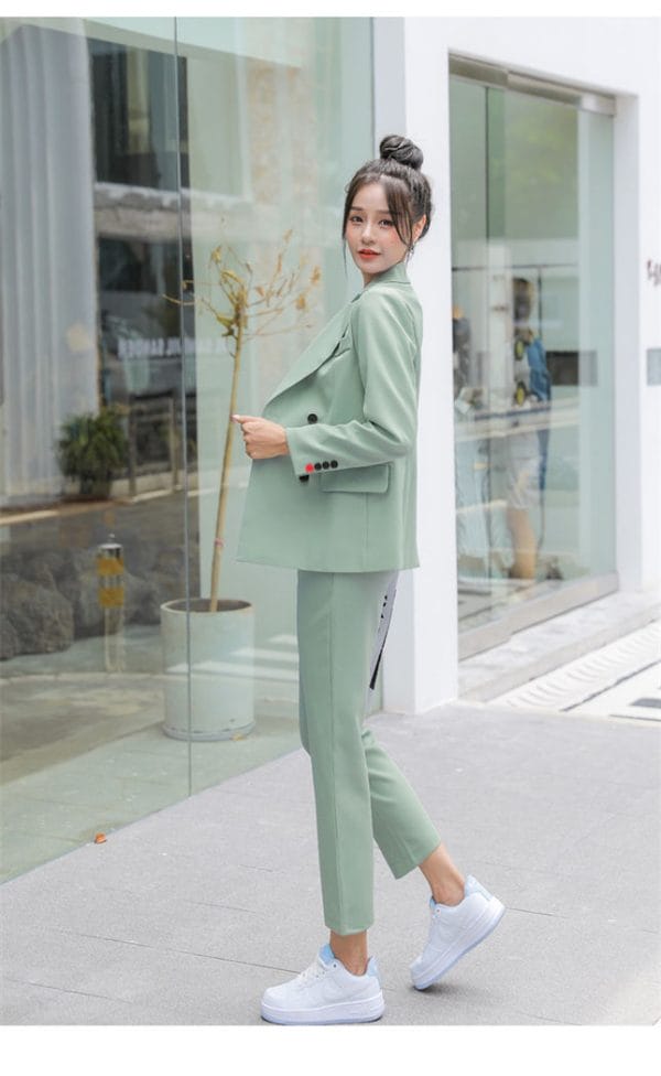 4 Colors Double-breasted Tailored Collar Slim Long Suits 6