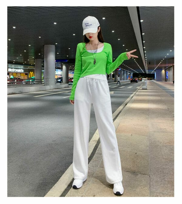 Autumn 2 Colors Slim T-shirt with Casual Long Pants 4