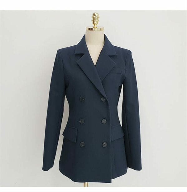 Autumn New 2 Colors Double-breasted Tailored Collar Long Suits 7