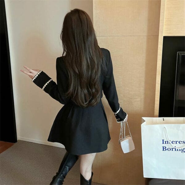 Autumn New 2 Colors Single-breasted Jacket with A-line Skirt 6