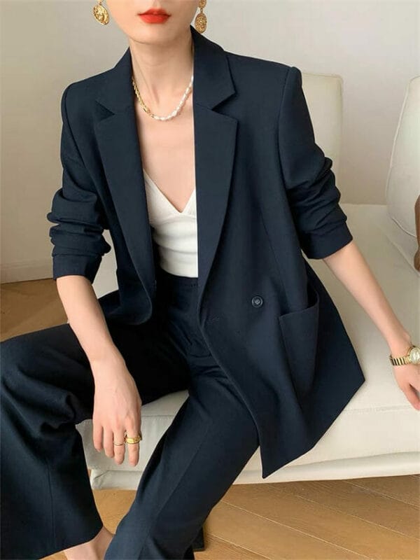 Boutique Fashion Tailored Collar Slim Two Pieces Long Suits 5