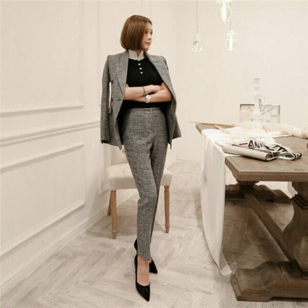 Boutique Fashion Tailored Collar Slim Two Pieces Long Suits 2