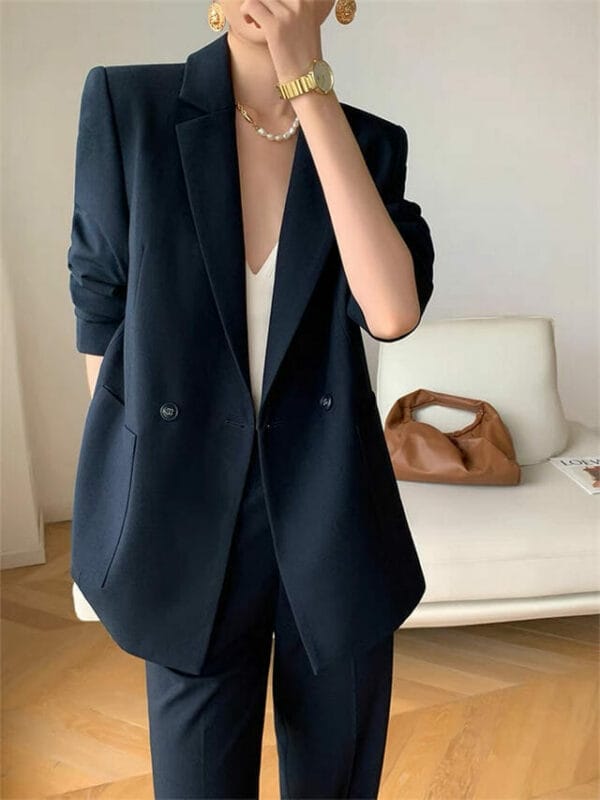 Boutique Fashion Tailored Collar Slim Two Pieces Long Suits 2
