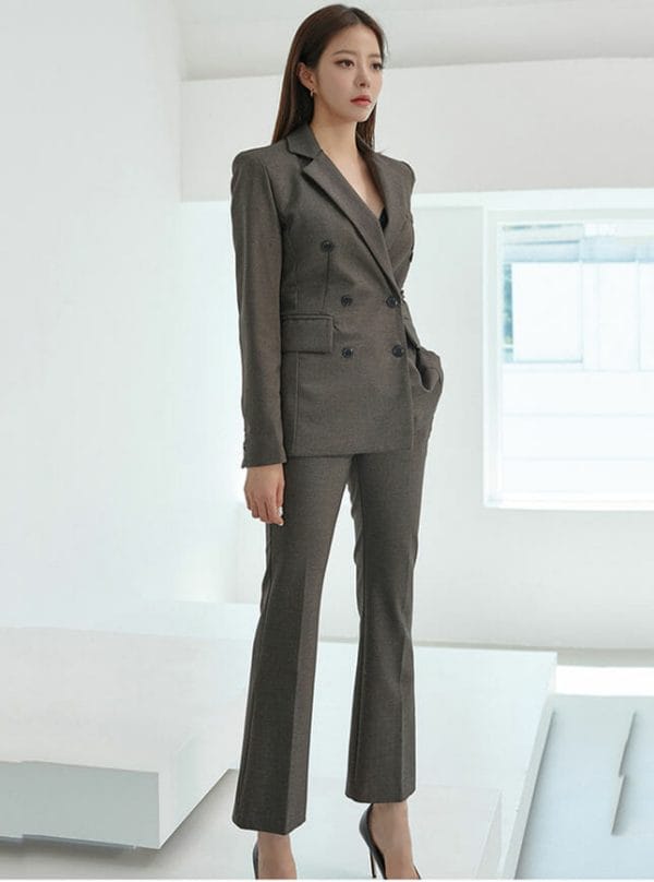 Boutique New Double-breasted Tailored Collar Long Suits 1