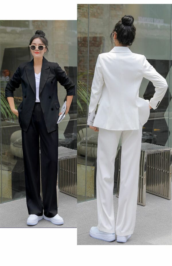 Brand Fashion 2 Colors Loosen Jacket with Wide-leg Long Pants 6