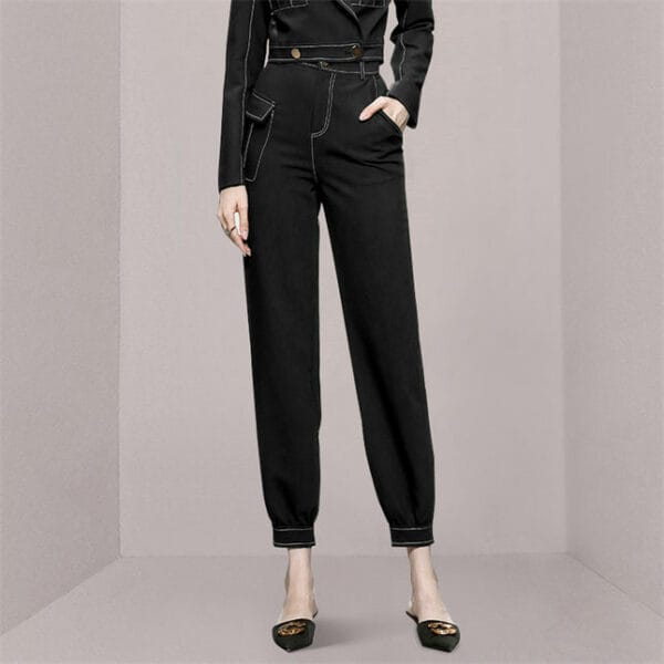 Brand Fashion Tailored Collar High Waist Slim Long Suits 4