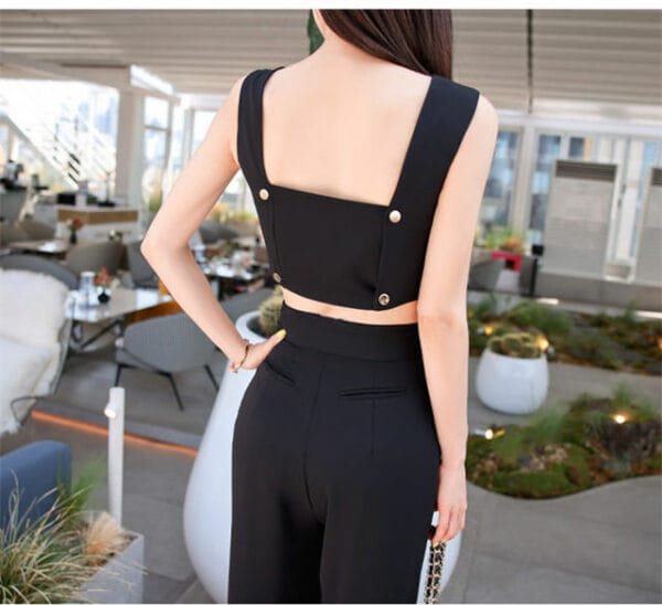 Brand Fashion Zipper Attached V-neck Wide-leg Long Suits 5