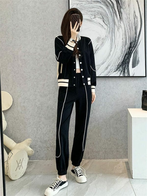 Casual Fashion 2 Colors Single-breasted Two Pieces Long Suits 3