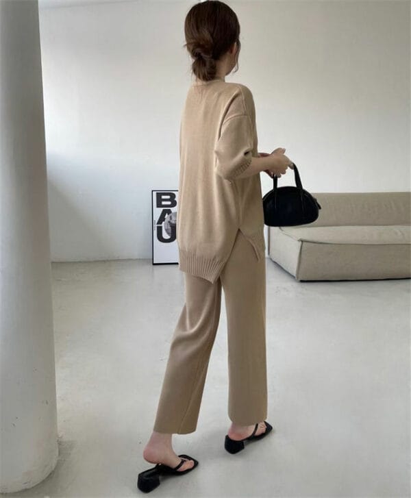 Casual Fashion Knitting Tops with Wide-leg Long Pants 7