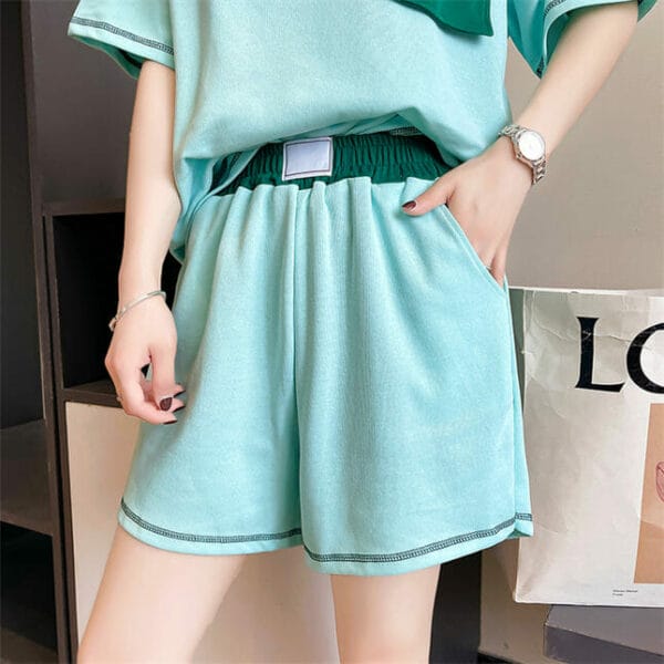 Casual Fashion Round Neck Patches Loosen Cotton Suits 6