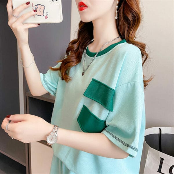 Casual Fashion Round Neck Patches Loosen Cotton Suits 5