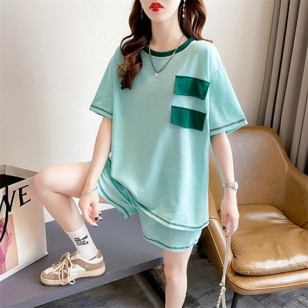 Casual Fashion Round Neck Patches Loosen Cotton Suits 3