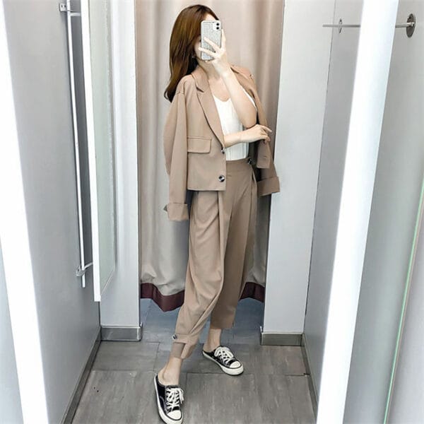 Casual Fashion Tailored Collar Long Sleeve Two Pieces Suits 2