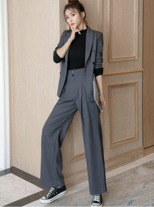 Casual Tailored Collar Jacket with Long Pants 4