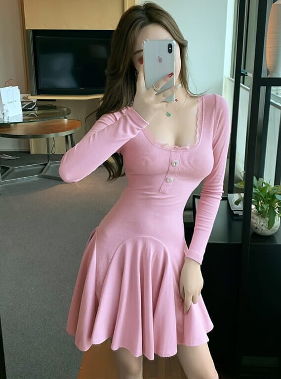 Charm Sexy 2 Colors Tie Backless Fishtail Cotton Dress 1
