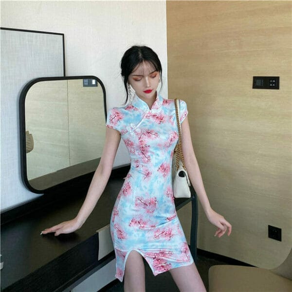 Charming Korea Flowers Cheongsam Bodycon Dress 2