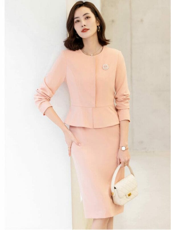 Charming OL 3 Colors Flouncing Waist Slim Two Pieces Dress 1