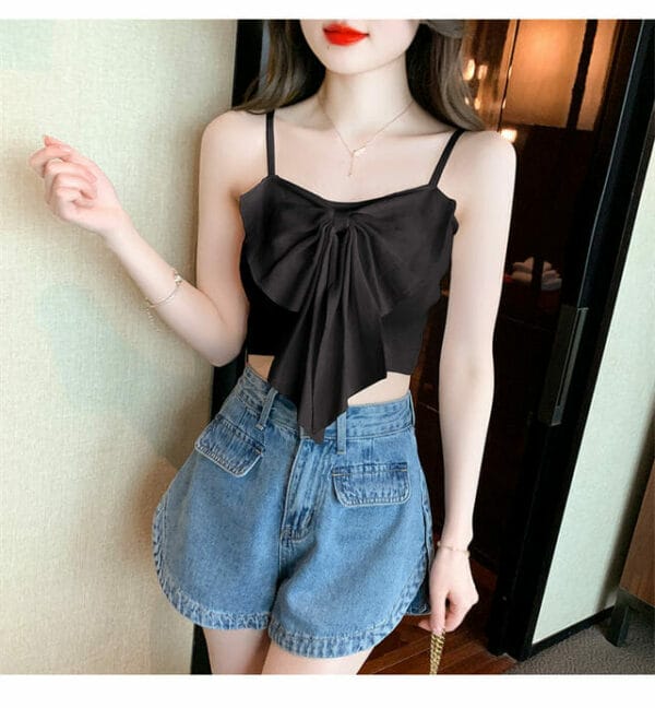 Cheap 3 Colors Bowknot Knitting Short Camisole 6