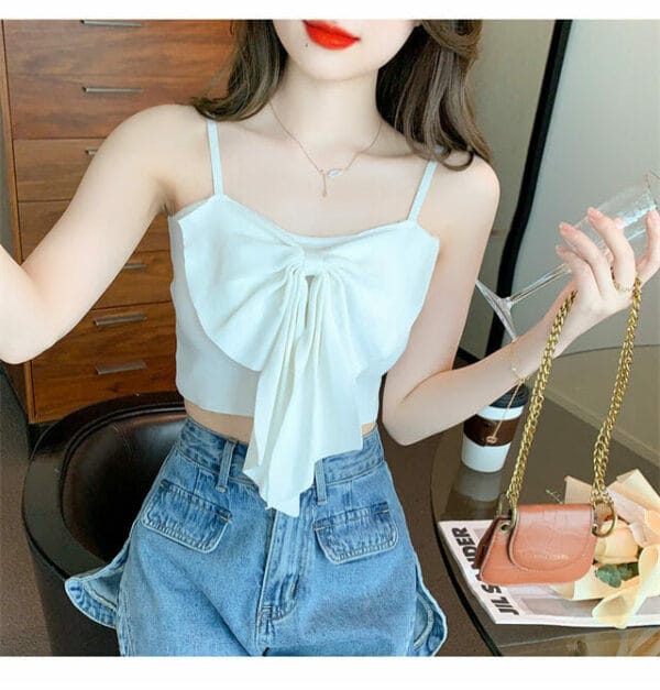 Cheap 3 Colors Bowknot Knitting Short Camisole 4