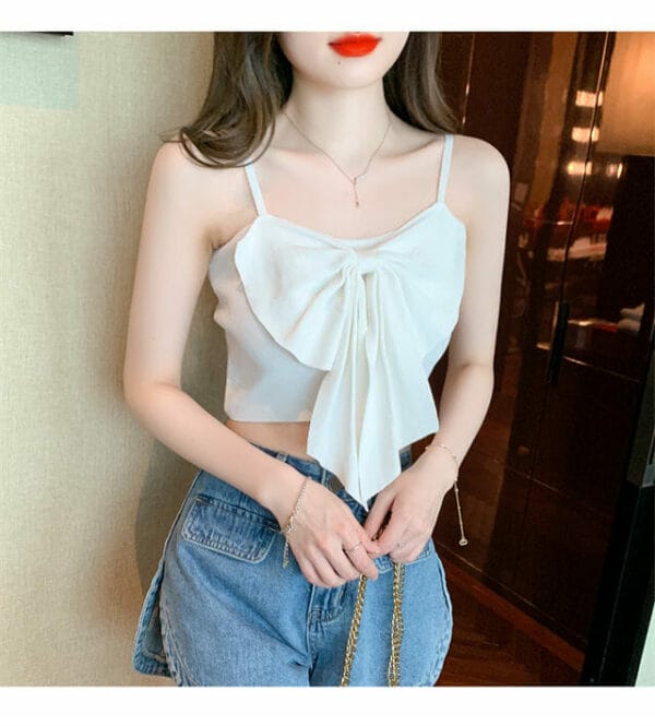 Cheap 3 Colors Bowknot Knitting Short Camisole 3