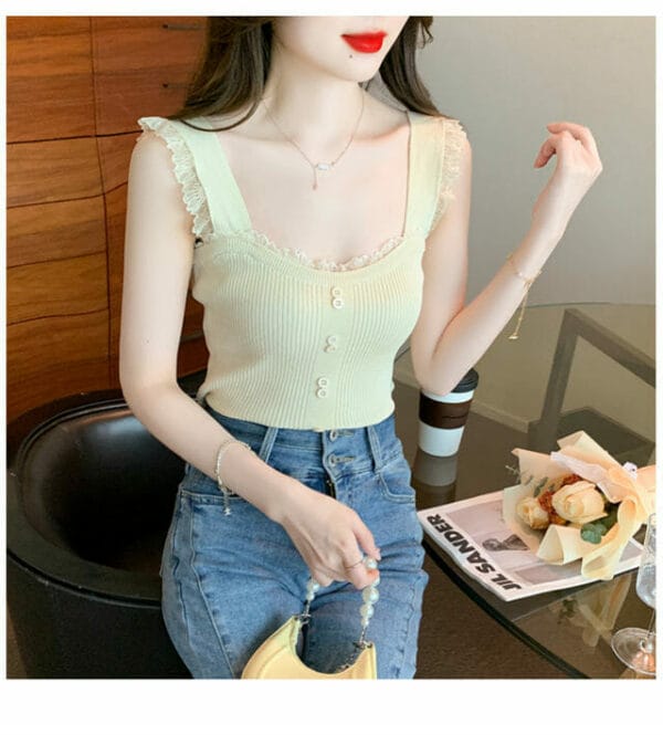 Cheap 4 Colors Lace Edges Knitting Camisole 4