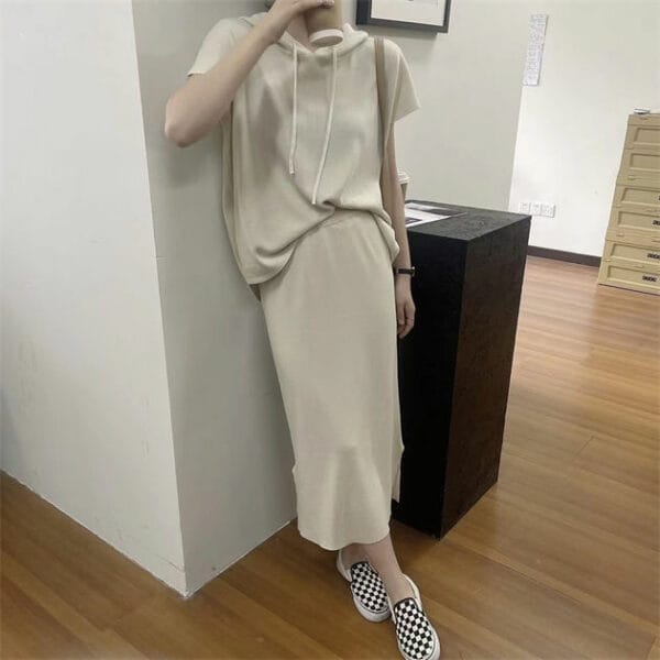 Cheap Fashion 5 Colors Hooded Loosen Knitting Dress Set 5