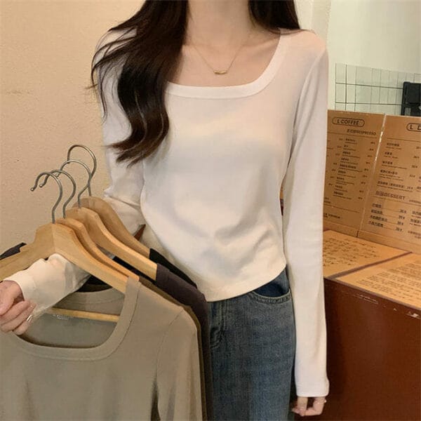 Cheap Fashion 5 Colors Round Neck Long Sleeve T-shirts 4