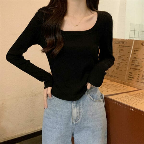 Cheap Fashion 5 Colors Round Neck Long Sleeve T-shirts 3