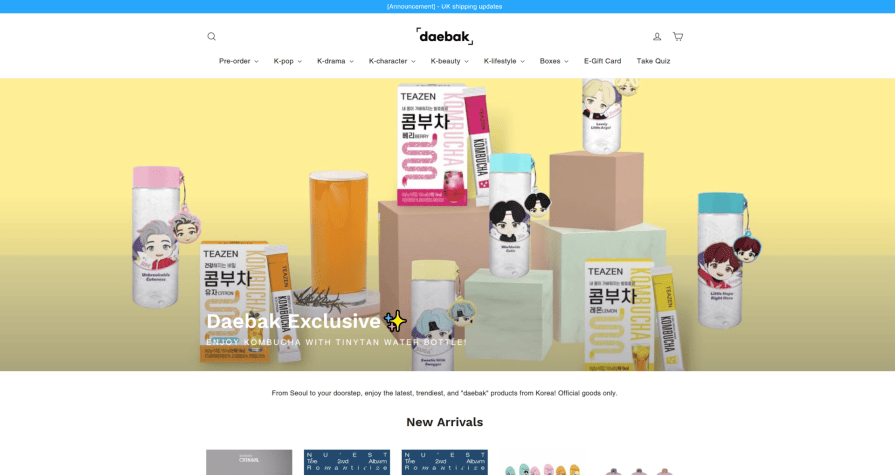 Daebak Company Korean Goods Website Homepage