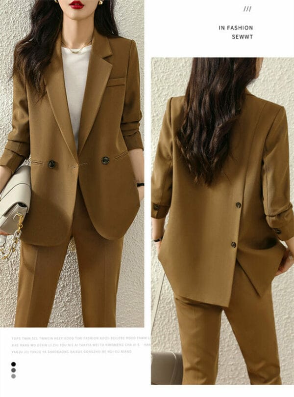 Elegant Lady 3 Colors Tailored Collar Cropped Two Pieces Suits 6