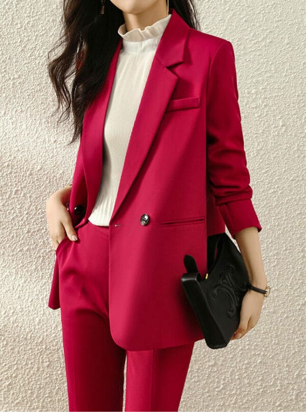 Elegant Lady 3 Colors Tailored Collar Cropped Two Pieces Suits 2