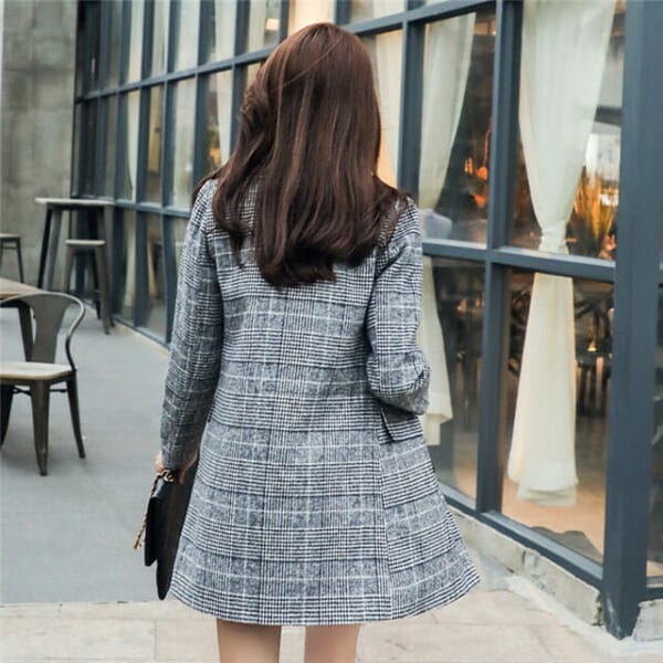Fashion 2 Colors Double-breasted Tailored Colalr Plaids Woolen Set 5