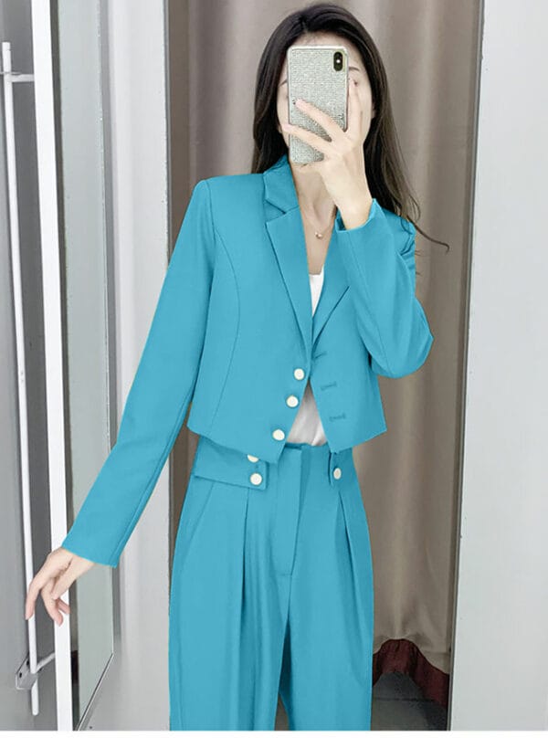 Fashion Autumn Tailored Collar Jacket with Long Pants 1