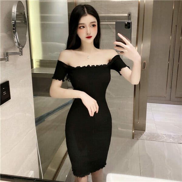 Fashion Cheap 2 Colors Boat Neck Skinny Dress 4