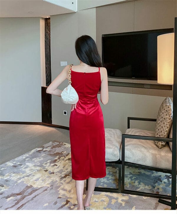 Fashion High Waist Straps Velvet Dress 5