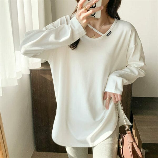Fashion Korea 4 Colors U-neck Oversize Cotton T-shirts 6