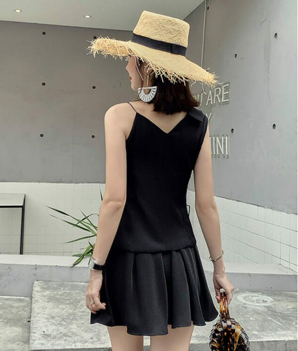 Fashion Korea V-neck Straps Flouncing Two Pieces Dress 5