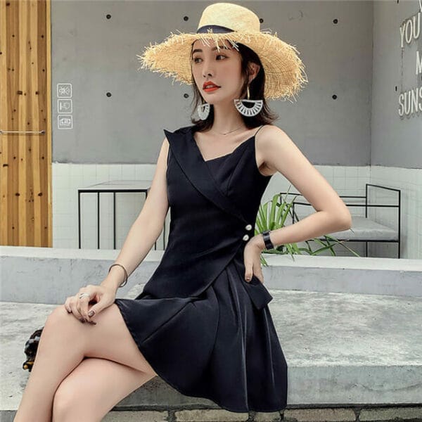 Fashion Korea V-neck Straps Flouncing Two Pieces Dress 2