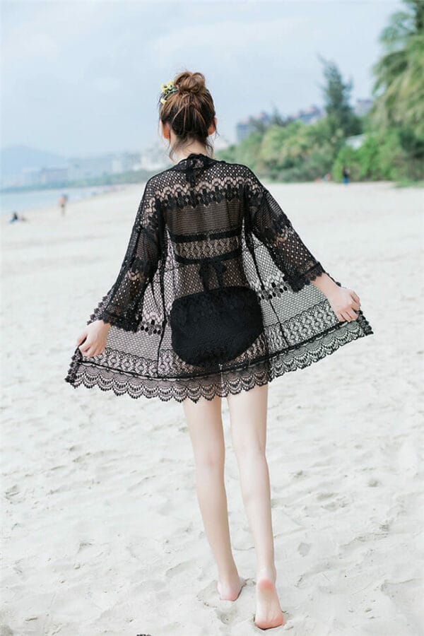 Fashion Lace Hollow Out Bikini Blouse 5