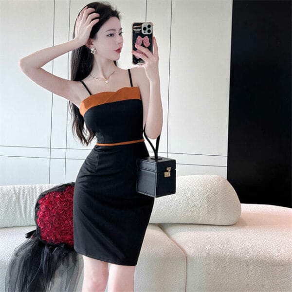 Fashion Sexy Color Block Straps Bodycon Dress 2