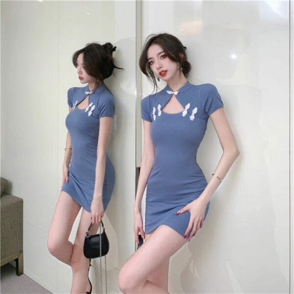 Fashion Summer Frog Buttons Skinny Cheongsam Dress 5