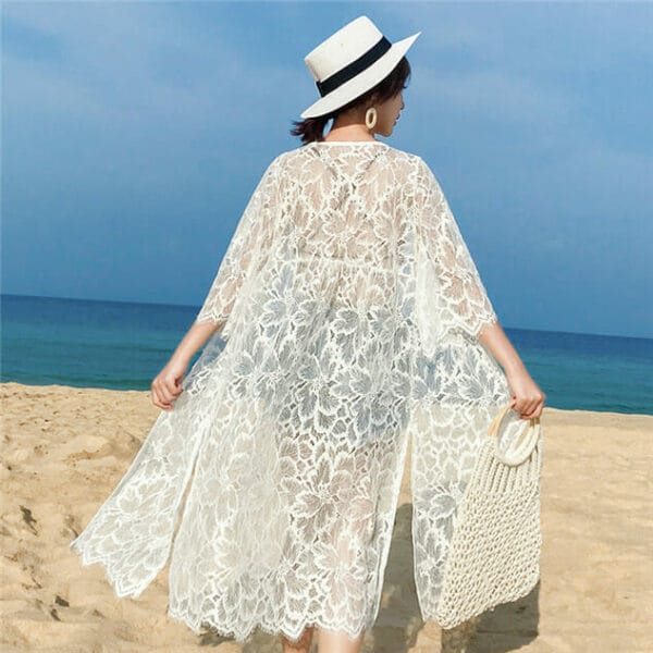 Fashion Summer Lace Flowers Sun-block Bikini Dress 5