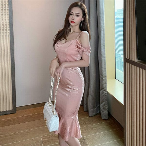 Fashion Summer Off Shoulder Fishtail Slim Dress 2