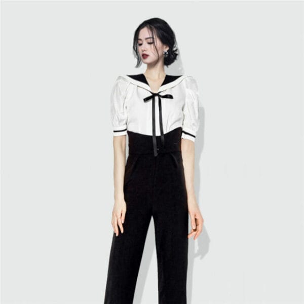 Fashion Women Doll Collar High Waist Two Pieces Suits 3