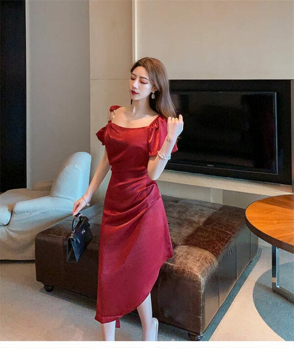 Fashion Women High Waist Sloping Bodycon Long Dress 2