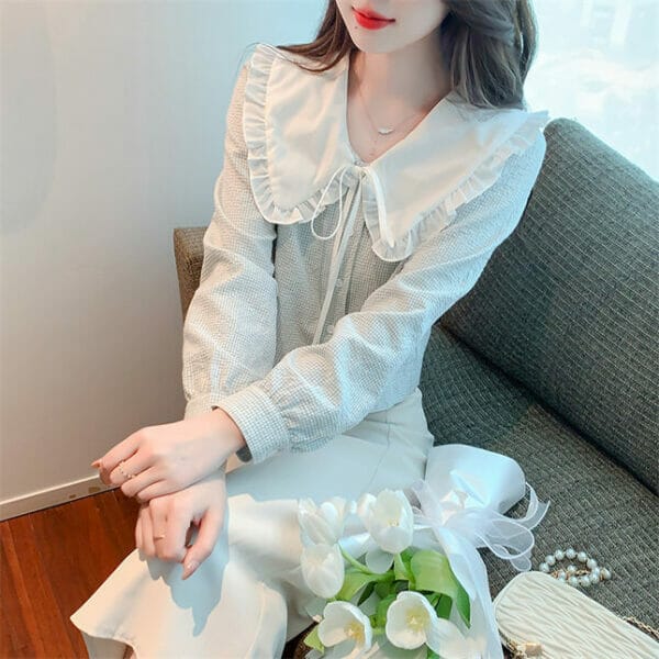 Fresh Flouncing Doll Collar Long Sleeve Blouse 2