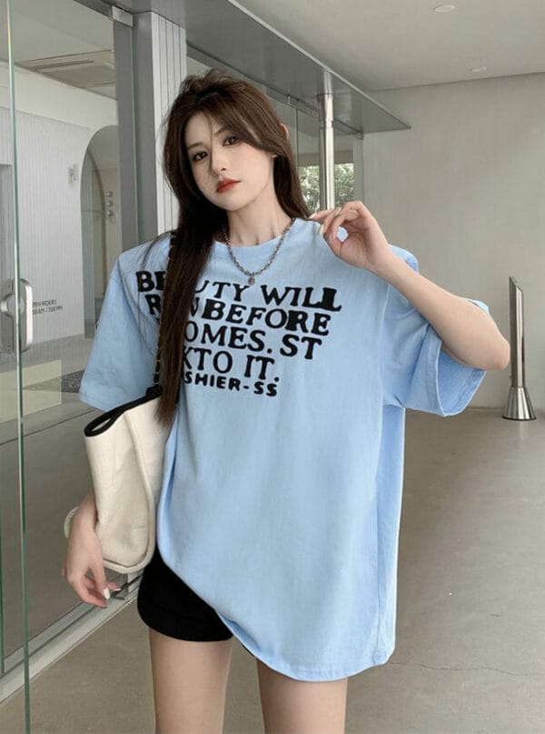 Fresh Girls 4 Colors Letters Printings Oversize Casual T-shirts 3