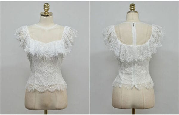 Grace Charming Lace Blouse with High Waist Slim Skirt 6