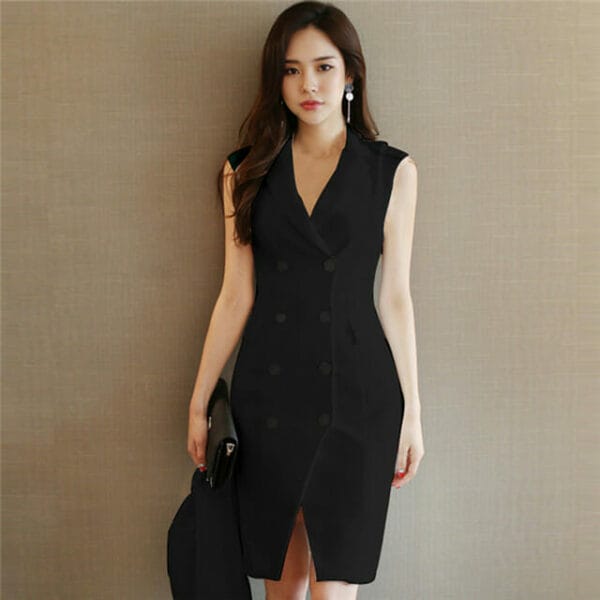 Grace Lady Wraps Coat with Double-breasted Tank Dress 1